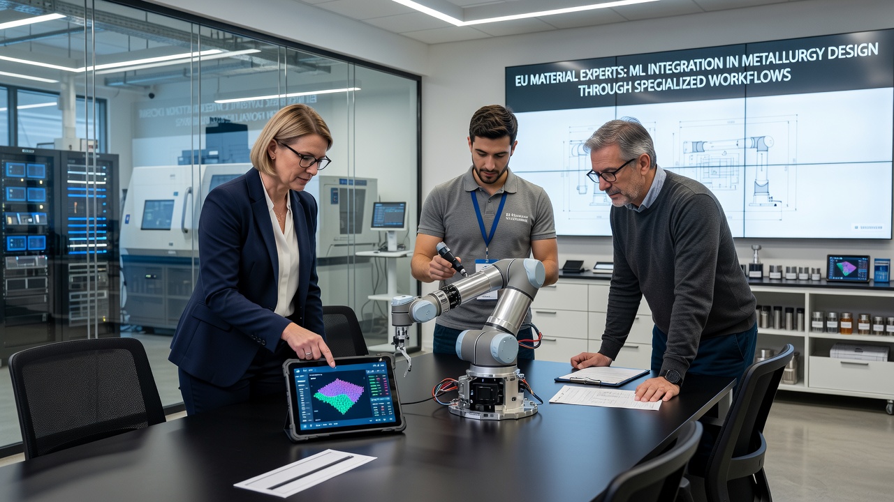 Participants reviewing machine learning model outputs during a metallurgy workshop session